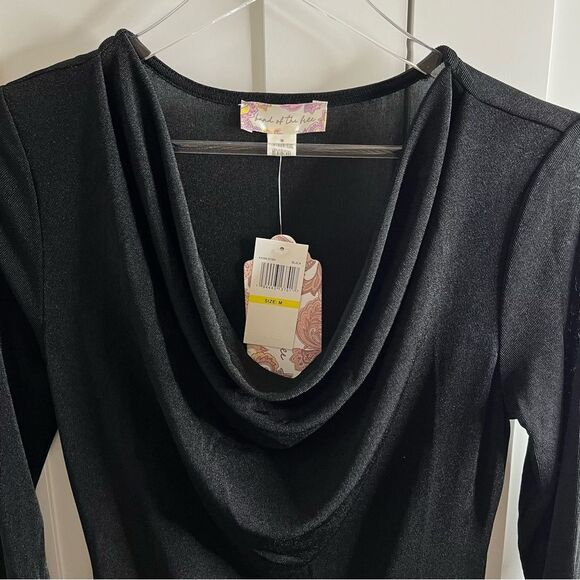 Band Of The Free Annabelle Black Cowl Neck Midi Dress NWT - Picture 6 of 14